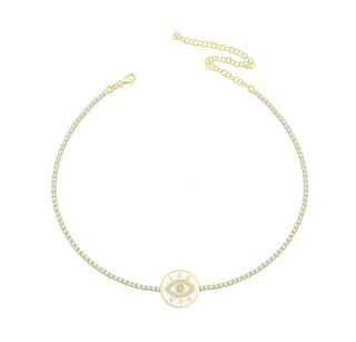 WHITE ROUND EYE CHOKER - ELEGANT GIRLS