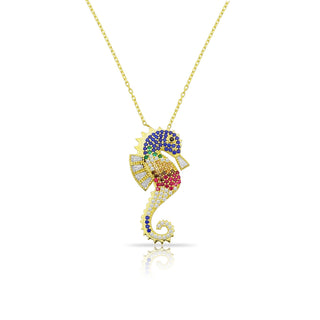 RAINBOW SEA HORSE NECKLACE - ELEGANT GIRLS