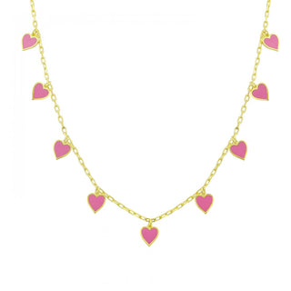 PINK DANGLING HEART CHOKER - ELEGANT GIRLS