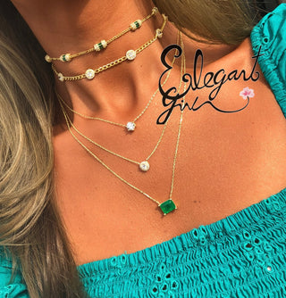 NEW SOLITAIRE EMERALD LAYER NECKLACE