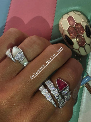 SILVER FULL SERPENTI VIPER PEARL RING