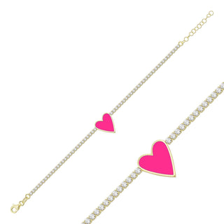 HOT PINK ONE HEART TENNIS CHOKER - ELEGANT GIRLS