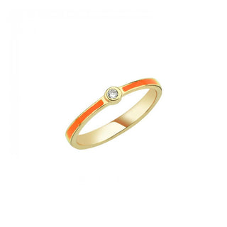 THIN ENAMEL ONE STONE RING