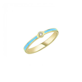 THIN ENAMEL ONE STONE RING