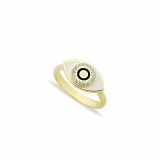 WHITE ENAMEL COLOR EYES RING