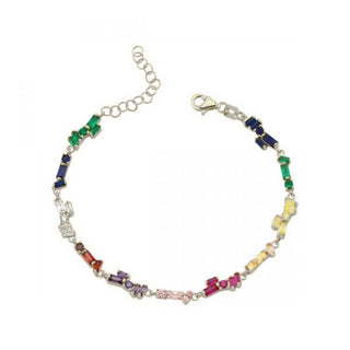 RAINBOW FIRE BAGUETTE BRACELET SILVER