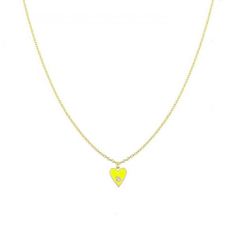 Neon Yellow Heart necklace