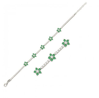 GREEN FLOWERS TENNIS BRACELET