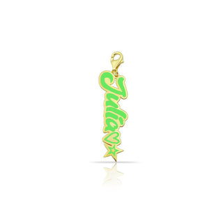 NEON ENAMEL NAME WITH STAR AND HEART CHARM