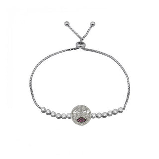 SILVER KISS EMOJI ZIP BRACELET