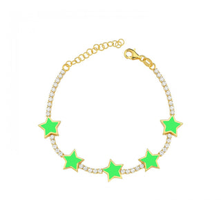 NEON GREEN STARS TENNIS BRACELET