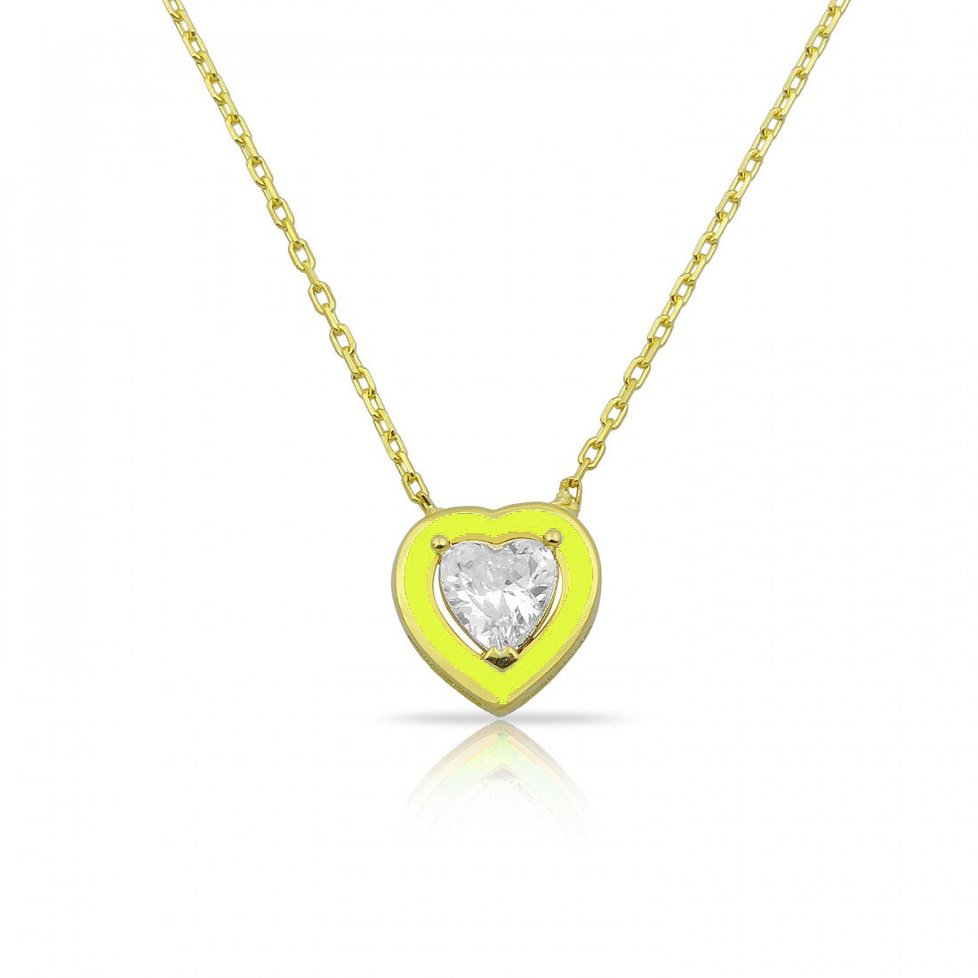 Neon Yellow Heart necklace