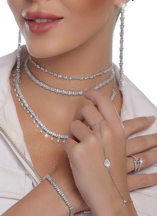 TRI STONES LONG EARRING