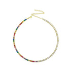 HALF RAINBOW HALF GOLD TENNIS  CHOKER