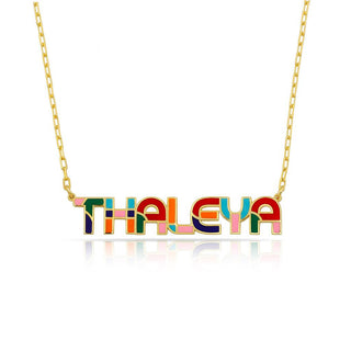 RAINBOW MIX ENAMEL NAME NECKLACE