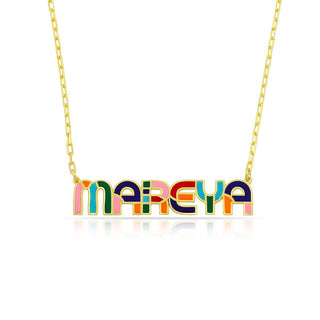 RAINBOW MIX ENAMEL NAME NECKLACE