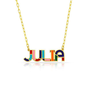 RAINBOW MIX ENAMEL NAME NECKLACE