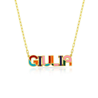 RAINBOW MIX ENAMEL NAME NECKLACE