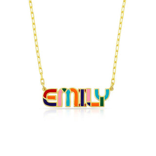 RAINBOW MIX ENAMEL NAME NECKLACE