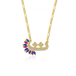 SPECIAL ARABIC LETTERS SAPPHIRE X RUBY MARQUISE NECKLACE