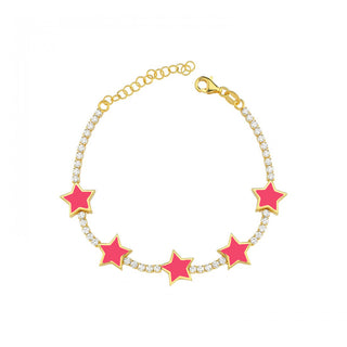 NEON PINK STARS TENNIS BRACELET